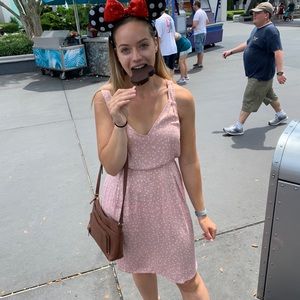 Pink and white polka dot dress